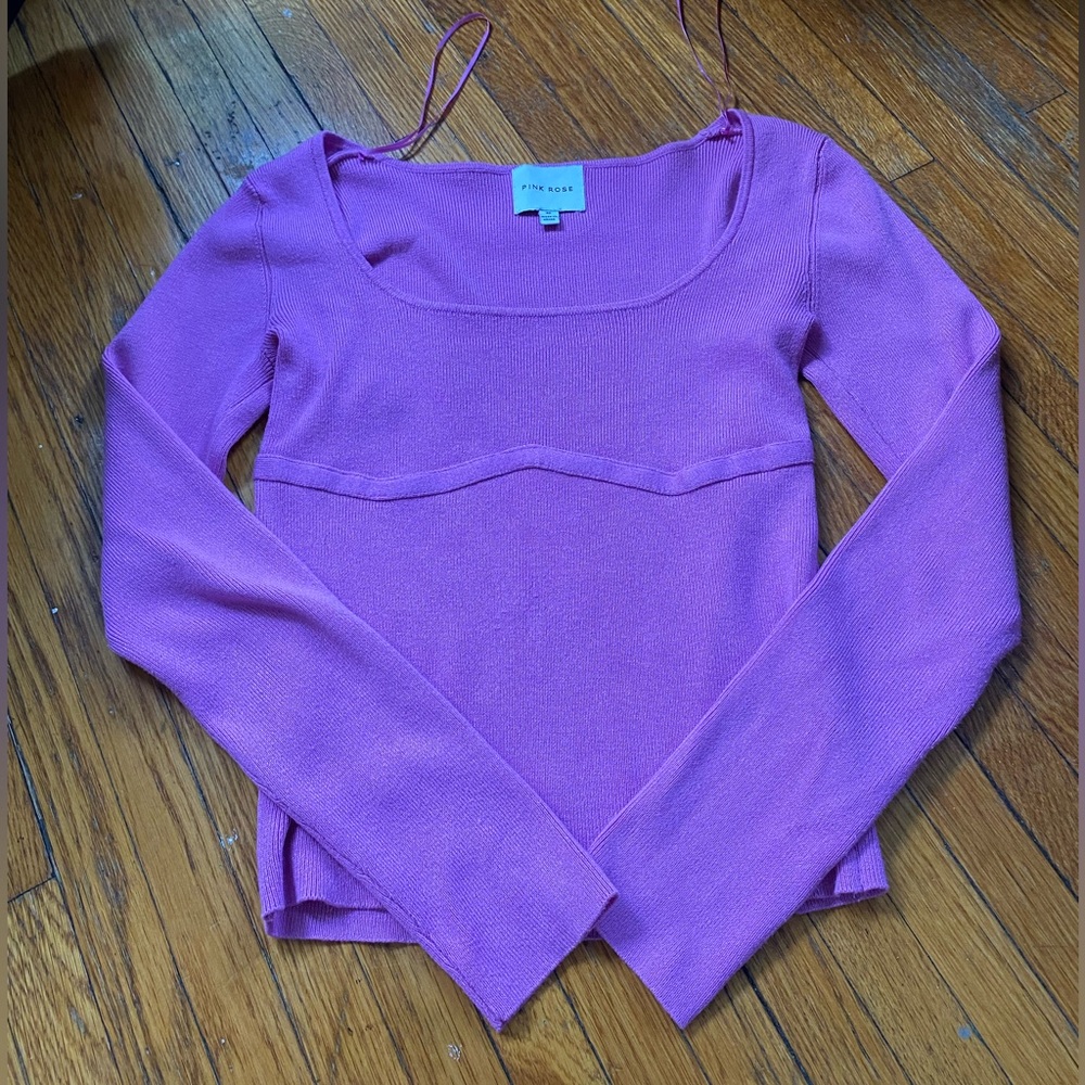 Square Neck Light Long Sleeve Sweater